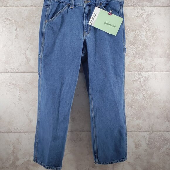 Blue Mountain Blue Jean Carpenter Pants Med Wash Size 36 X 32 Wide Leg Utility - Picture 7 of 7
